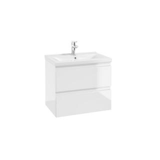 Set mobilier suspendat baie alb lucios Como Defra si lavoar 60 cm