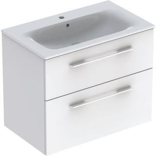 Set mobilier suspendat si lavoar pentru baie Selnova Square 80 cm Geberit 2 sertare