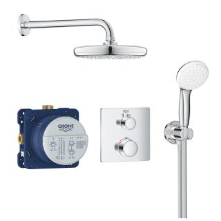 Sistem dus incastrat cu termostat Grohtherm Grohe cu cap dus Tempesta 210 patrat