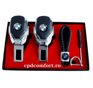 Set cadou adaptor centura auto  breloc auto cu logo Bmw