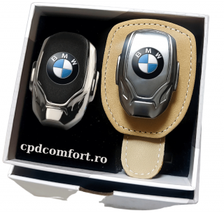 Set cadou suport ochelari  odorizant auto cu logo metalic - Bmw