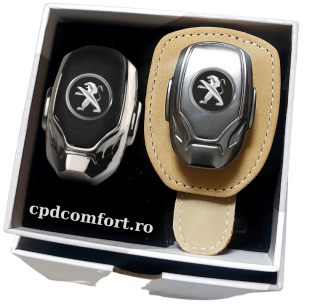 Set cadou suport ochelari  odorizant auto cu logo metalic - Peugeot