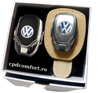 Set cadou Volkswagen suport ochelari  odorizant auto cu logo metalic