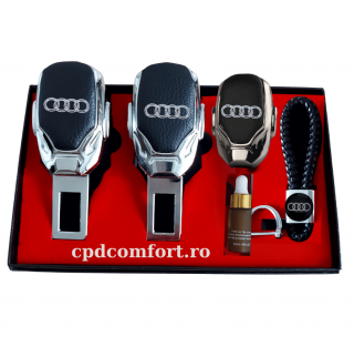 Super Set cadou Audi adaptor centura  odorizant  breloc auto cu logo Audi