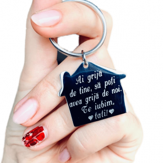 Breloc personalizat gravat tip casuta personalizat cu mesaj