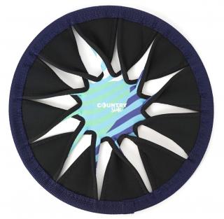 Disc zburator Twist Frisbee Countryside, 30 cm, cu punga din plasa, Albastru Negru