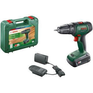 Masina de gaurit si insurubat (bormasina) pe acumulator Bosch UniversalDrill 06039D4001, 18 V, 1.5 Ah, 1450 RPM, 23 32 Nm, 30 mm diametru maxim gaurire, acumulator, incarcator, cap surubelnita dublu,