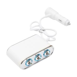 Adaptor bricheta auto tripla 12-24V, iluminata LED, cu intrerupator individual si 1 port USB, 5V, 2.1A