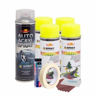 Kit complet reparatie si vopsire jante culoare Galben Fluorescent, V4