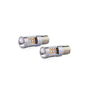 Set becuri auto canbus led p21w  BA15S 24 SMD 6.2W Orange 12,24V