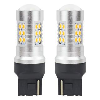 Set becuri auto cu LED CANBUS, 3030, 24SMD, T20, 7440, WY21W, Portocaliu, 12V - 24V