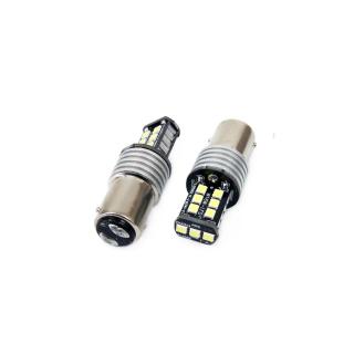 Set becuri auto cu LED CANBUS P21 5W BA15D 15 SMD 7.5W Alb 12 24V