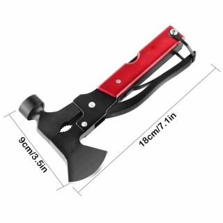 Unealta de supravietuire 17-in-1, model Red Axe Multi-tool pentru camping, calatorii, offroad, ATV, SSV