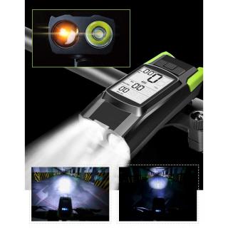 Vitezometru Digital cu lampa Fata + Spate si Claxon, waterproof, pentru bicicleta