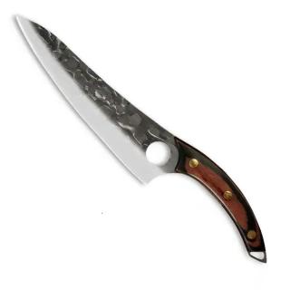 Cutit Anteater, Bucatarie  Camping, Finisaj  Black Hammered, Otel 3Cr13Mov, Maner Lemn Pakka, 29 cm