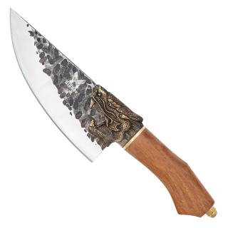 Cutit Golden Dragon II, Bucatarie  Camping, Finisaj Hammered, Otel 7Cr17, Maner Lemn Rosewood, 27.5 cm