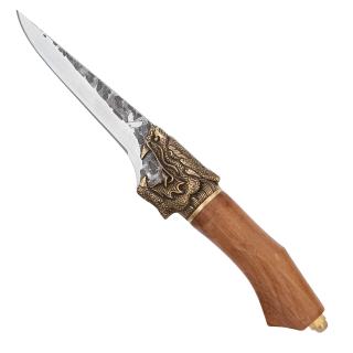 Cutit Golden Dragon III, Bucatarie  Camping, Finisaj Hammered, Otel 7Cr17, Maner Lemn Rosewood, 28.5 cm