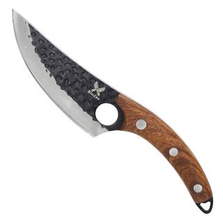 Cutit Japonez, Bucatarie  Camping, Finisaj Hammered, Otel 3Cr13,  Maner Stejar sau Nuc, 27.5 cm