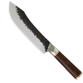 Cutit Pretorian II, Bucatarie  Camping, Finisaj  Hammered, Otel 5Cr15, Maner Lemn Ebony, 27 cm