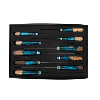 Set 10 Cutite Bucatarie Profesionale, Otel Damasc VG10, Maner Rasina