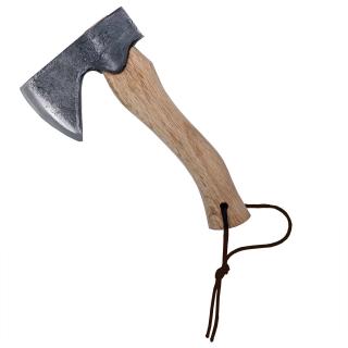 Toporisca Hatchet, Camping  Drumetie, Forjat Manual,  Otel Carbon, Maner Lemn Frasin, 24 cm