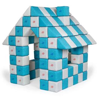 Blocuri JOY Magnetice de construit, JollyHeap, 150 cuburi, Alb Fildes-Bleu