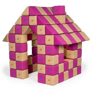 Blocuri JOY Magnetice de construit, JollyHeap, 150 cuburi, Bej-Roz