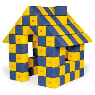 Blocuri JOY Magnetice de construit, JollyHeap, 150 cuburi, Galben-Albastru