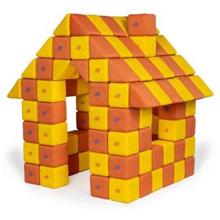 Blocuri JOY Magnetice de construit, JollyHeap, 150 cuburi, Galben-Portocaliu