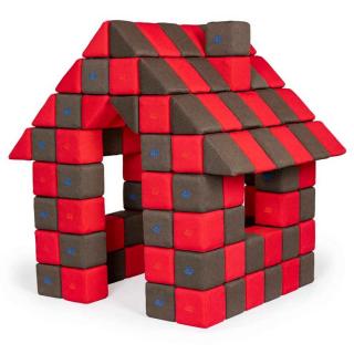 Blocuri JOY Magnetice de construit, JollyHeap, 150 cuburi, Rosu-Maro