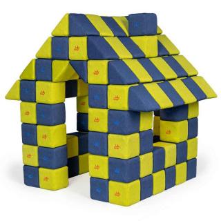 Blocuri JOY Magnetice de construit, JollyHeap, 150 cuburi, Verde-Albastru