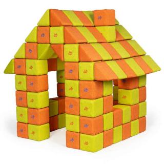 Blocuri JOY Magnetice de construit, JollyHeap, 150 cuburi, Verde-Portocaliu