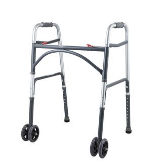 Cadru pliabil cu roti, din aluminiu, ajustabil si usor, cu suport de pana la 227 kg