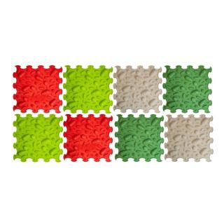 Covoras ortopedic, senzorial, set puzzle, 8 piese, model Pinecones, textura moale, Multicolor