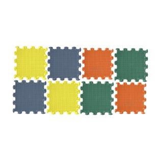 Covoras ortopedic, senzorial, set puzzle, 8 piese, model Spikes, textura moale, Multicolor