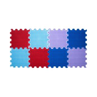 Covoras ortopedic, senzorial, set puzzle, 8 piese, model Spikes, textura rigida, Multicolor