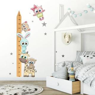 Metru pentru copii 150 cm cu animale CUTE 2, Lemn