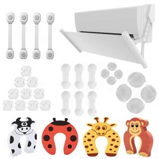 PACHET: Set 32 piese protectii mobilier + Deflector AC, protectie curent aer, Alb, Empria