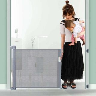 Poarta de siguranta retractabila extra lunga, Empria, 140 cm, Gri