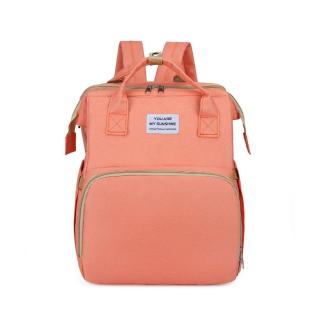 PRODUS RESIGILAT - Geanta bebe - Rucsac multifunctional mamici, transformabil in patut bebe, pliabil, Somon