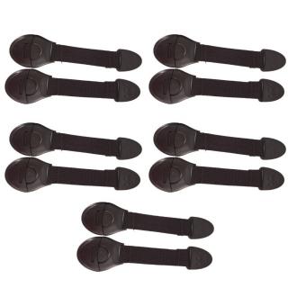 Set 10 sigurante flexibile textile pentru usi si sertare, Empria, 20 cm, Negru