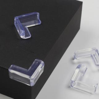 Set 4 protectii colturi, forma L, silicon transparent, 1.5x0.5x4.0 cm