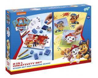 Set creativ 2 in 1, Set stampile si margele de calcat Paw Patrol, Patrula Catelusilor