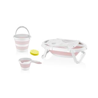 Set de baie cu 5 piese si cadita pliabila Babyjem, Roz