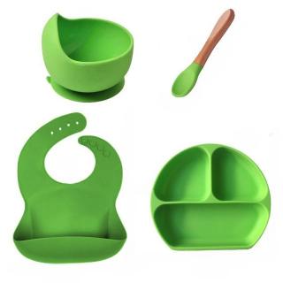 Set diversificare bebelusi, 4 piese, silicon BPA free, Empria, Verde