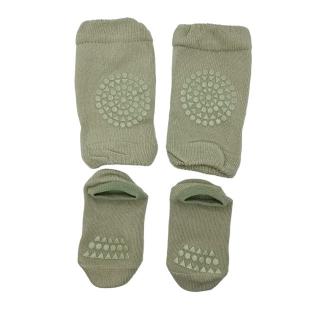 Set protectii anti-alunecare bebe, genunchiere si sosete, Verde