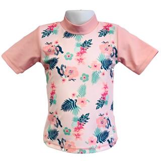 Tricou Protectie UV Copii, Protectie Solara UPF50+, Floral Pink, Marimea 0