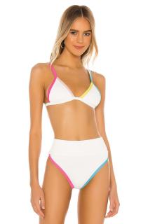 Costum de baie 2 piese cu aspect reiat, Palermo, Alb