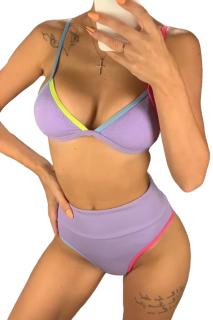 Costum de baie 2 piese cu aspect reiat, Palermo, Lila