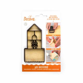 Biscuiti sau Decoruri Craciun - Decupator Plastic Casuta 3D 4.5 x 4.5 x H 5 cm